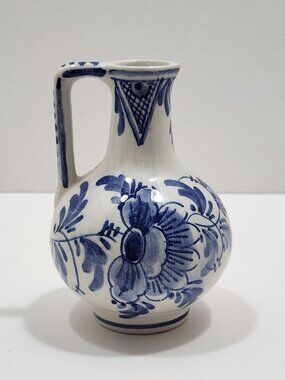 Vintage Delft Blue/White Hand Painted Jug Pitcher De Delftse Pauw 106 Holland